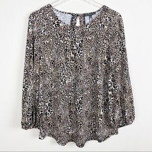 Adrianna Papell Leopard Long Sleeve Top